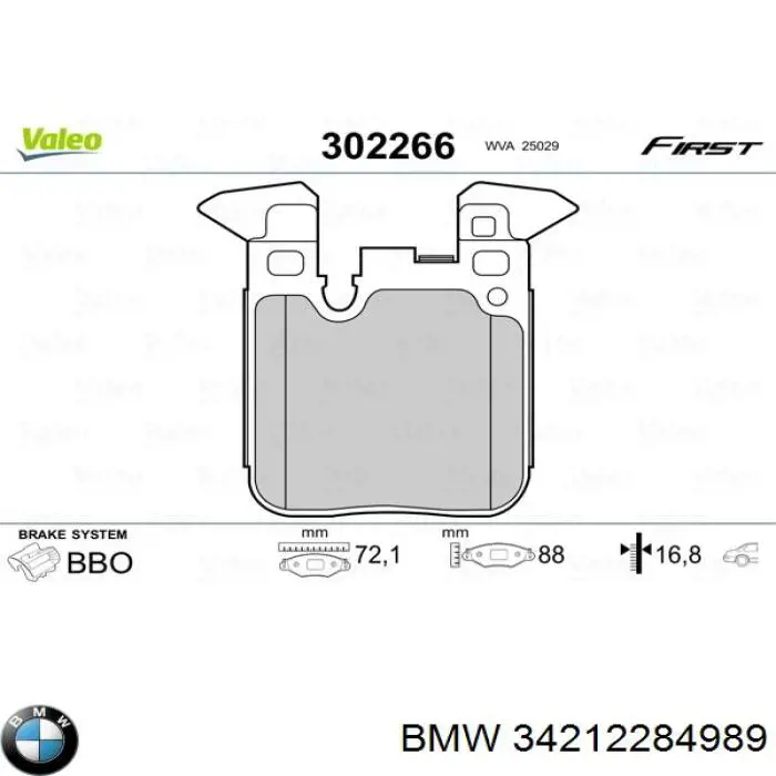 Задні гальмівні колодки BMW 34212284989 ціна, від 51.20 USD