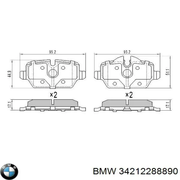 Задні гальмівні колодки 34212288890 BMW