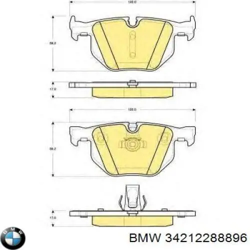 34212288896 BMW Передні гальмівні колодки