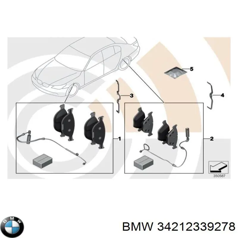 Задні гальмівні колодки 34212339278 BMW