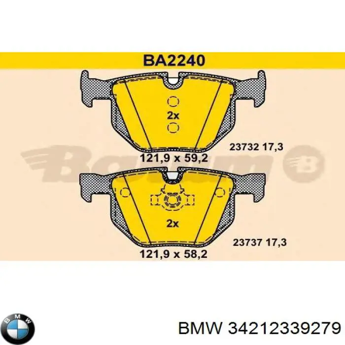 34212339279 BMW Колодки гальмівні задні, дискові