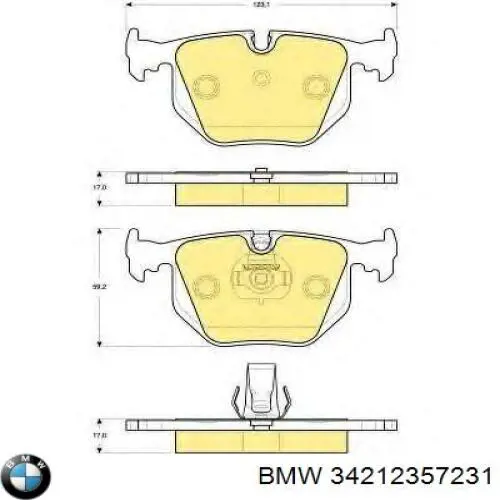 Задні гальмівні колодки BMW 34212357231 ціна, від 37.79 USD