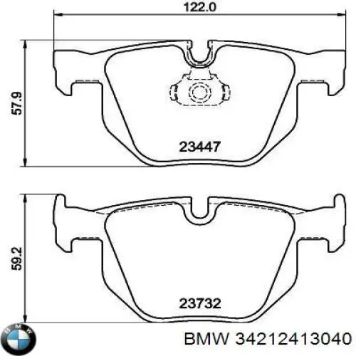 Задні гальмівні колодки 34212413040 BMW