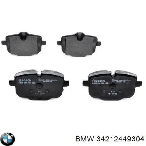 Колодки гальмові задні, дискові 34212449304 BMW