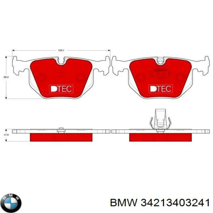 Задні гальмівні колодки BMW 34213403241 ціна, від 33.39 USD