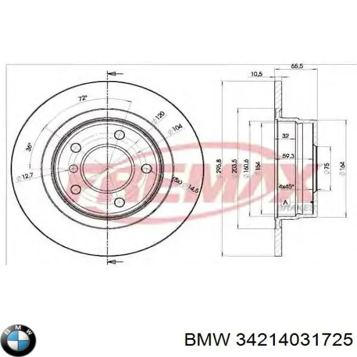 Гальмівні диски 34214031725 BMW