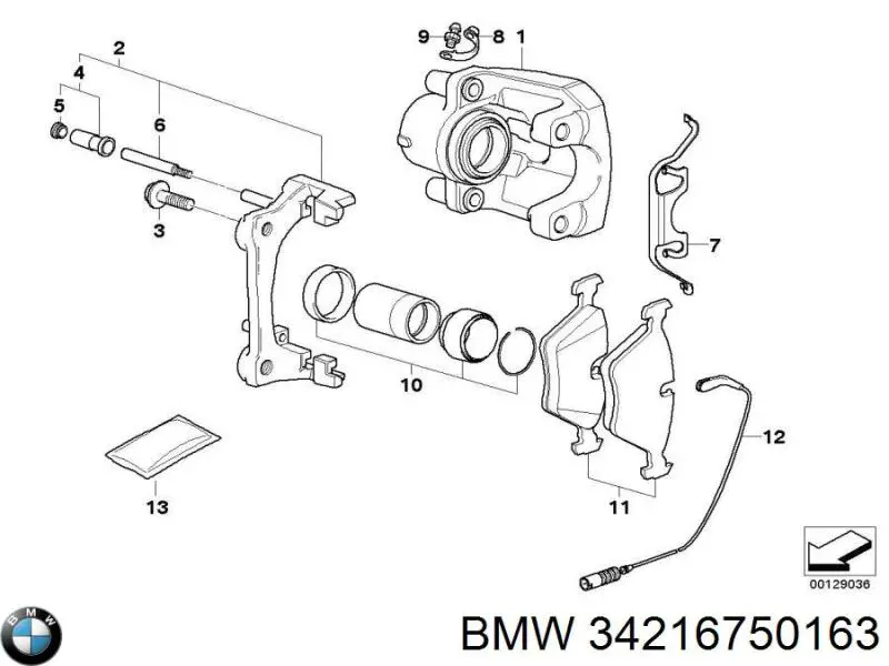 34216750163 BMW ремкомплект супорту гальмівного заднього
