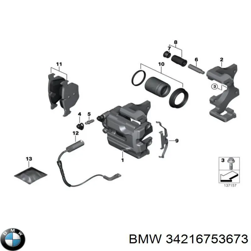Супорт гальмівний, задній, лівий на BMW 7 (E65, E66, E67)