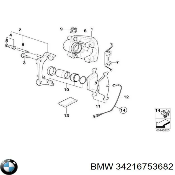 Ремкомплект супорту гальмівного заднього BMW 34216753682 ціна, від 15.94 USD