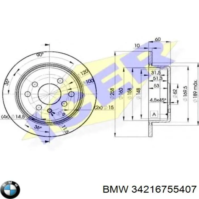 Купити 34216755407 BMW Диск заднього гальма