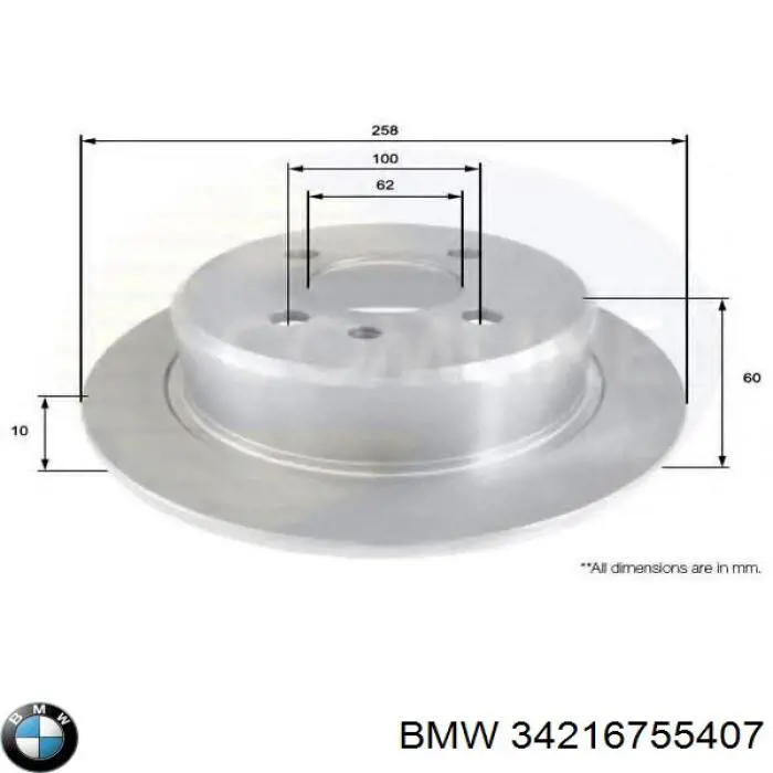 Диск гальмівний задній BMW 34216755407