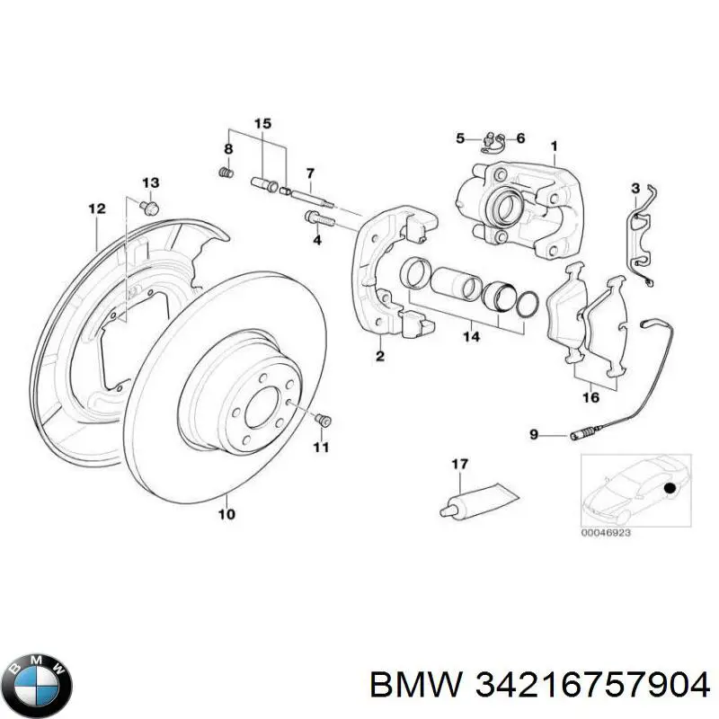 34216757904 BMW Скоба гальмівного заднього супорта