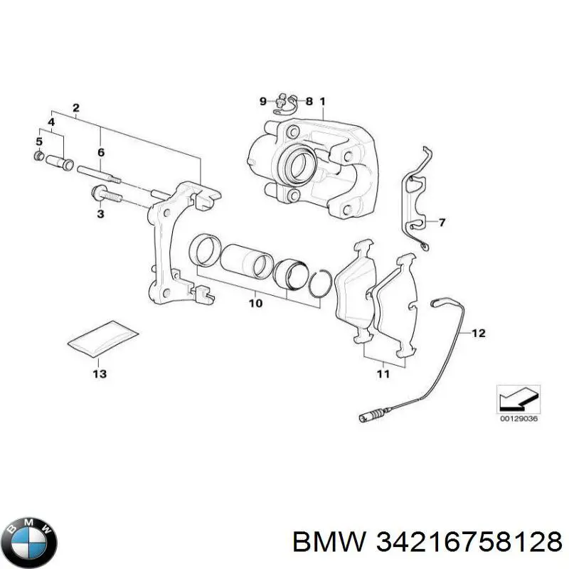 Супорт гальмівний задній правий BMW 34216758128