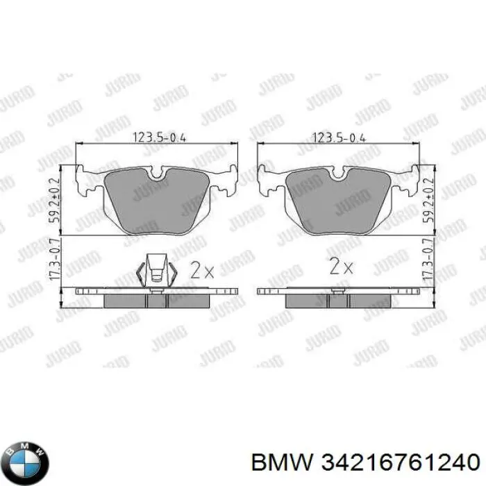 34216761240 BMW Колодки гальмівні задні, дискові
