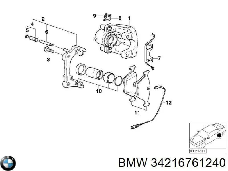 Купити 34216761240 BMW Задні колодки