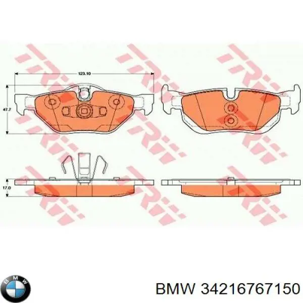 Задні гальмівні колодки 34216767150 BMW