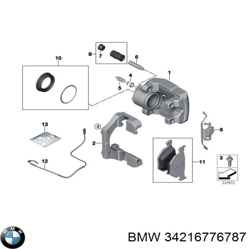 34216776787 BMW Супорт гальмівний задній лівий