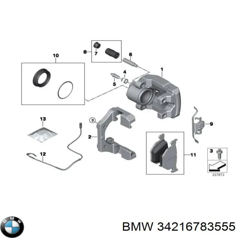 Задні гальмівні колодки BMW 34216783555 ціна, від 41.10 USD