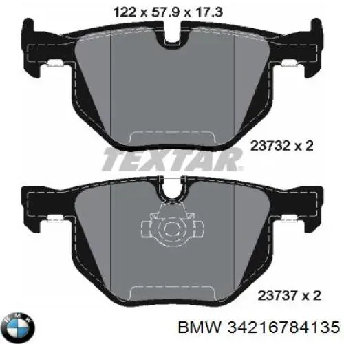 Гальмівні колодки BMW 34216784135 ціна, від 25.40 USD