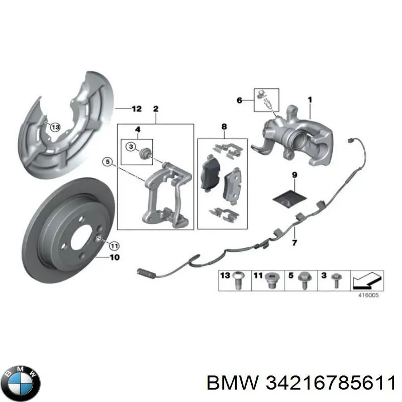 Супорт гальмівний задній лівий BMW 34216785611 ціна, від 39.70 USD
