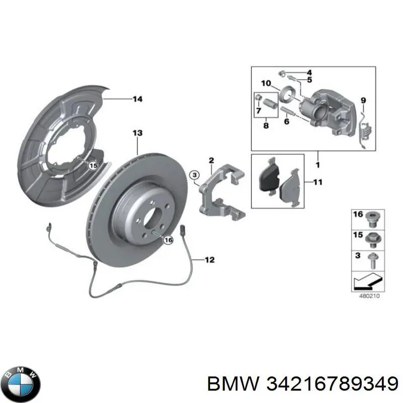 Супорт гальмівний задній лівий BMW 34216789349 ціна, від 787.22 USD