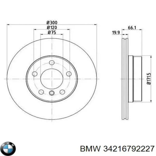 34216792227 BMW диск гальмівний задній