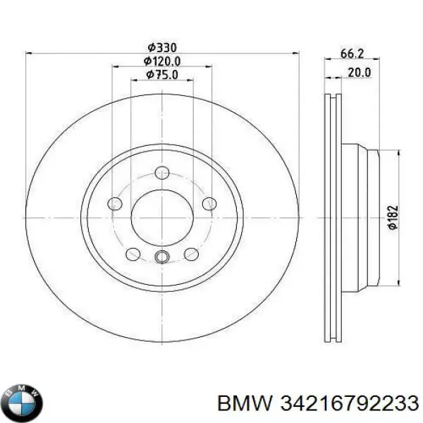 Диск гальмівний задній BMW 34216792233