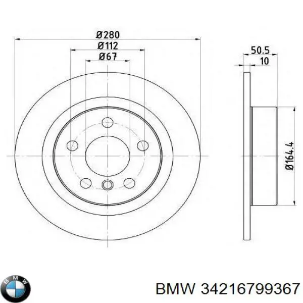 Купити 34216799367 BMW Диск заднього гальма