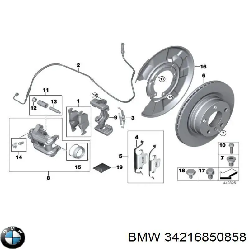 34216850858 BMW супорт гальмівний задній правий