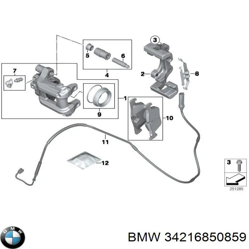 Ремкомплект супорту гальмівного заднього BMW 34216850859 ціна, від 6.43 USD
