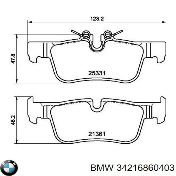 Задні гальмівні колодки BMW 34216860403 ціна, від 57.45 USD