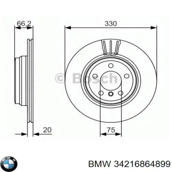 Купити 34216864899 BMW Диск заднього гальма