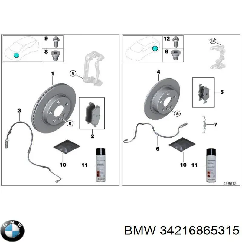 Ремкомплект супорту гальмівного заднього 34216865315 BMW