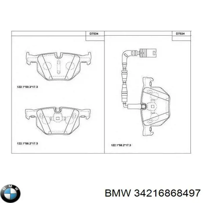 34216868497 BMW Колодки гальмівні задні, дискові