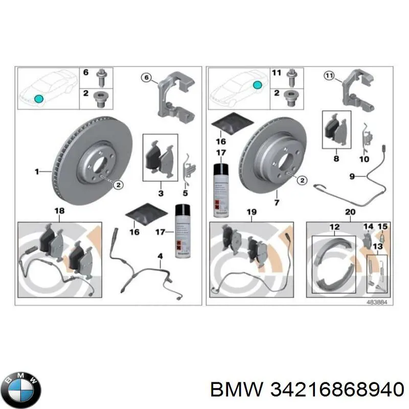 Задні дискові гальма BMW 34216868940 ціна, від 31.67 USD