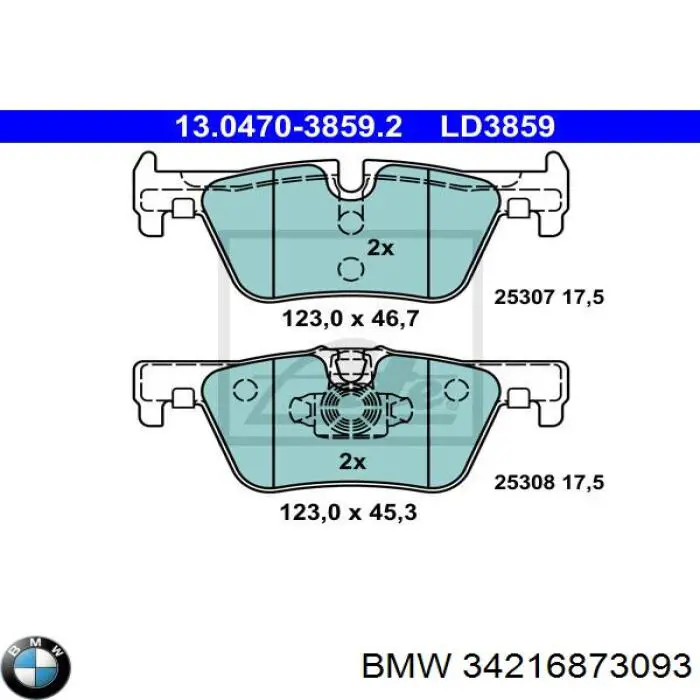 Задні гальмівні колодки BMW 34216873093 ціна, від 40.68 USD