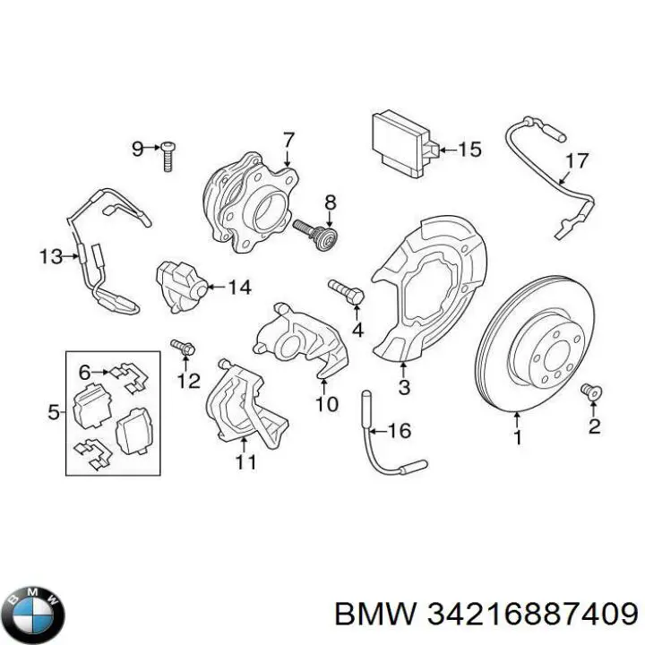 34216887409 BMW Супорт гальмівний задній лівий