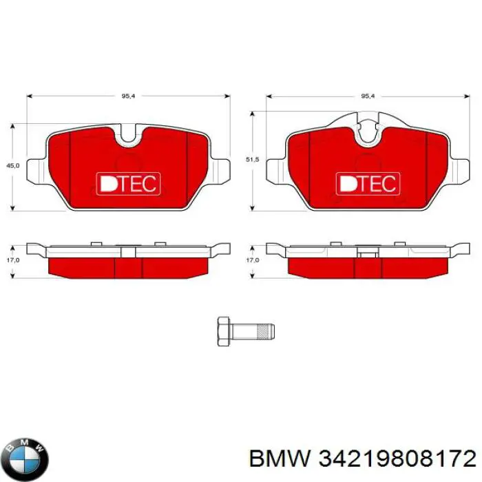 Задні гальмівні колодки BMW 34219808172 ціна, від 27.93 USD