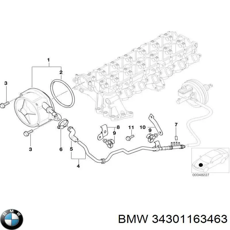 Трубопровід (гідровакуумного) підсилювача BMW 34301163463 ціна, від 56.00 USD