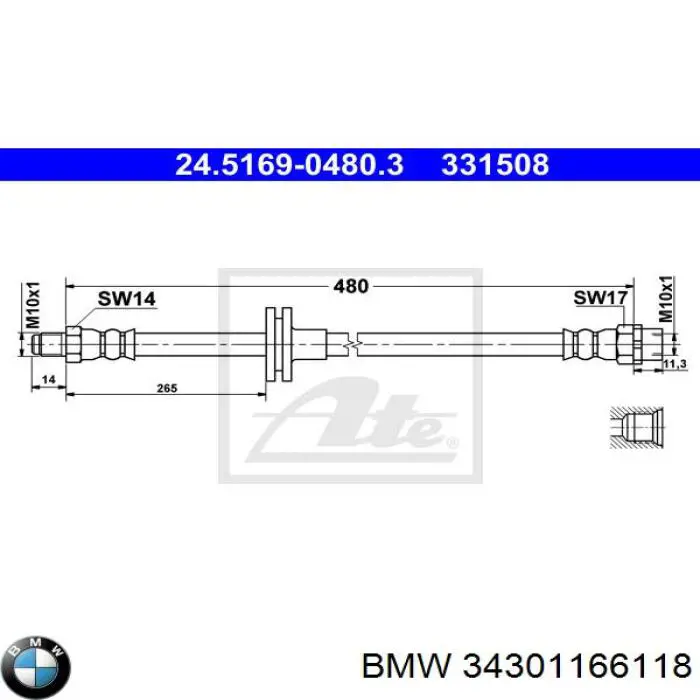 Гальмівні шланги передні 34301166118 BMW