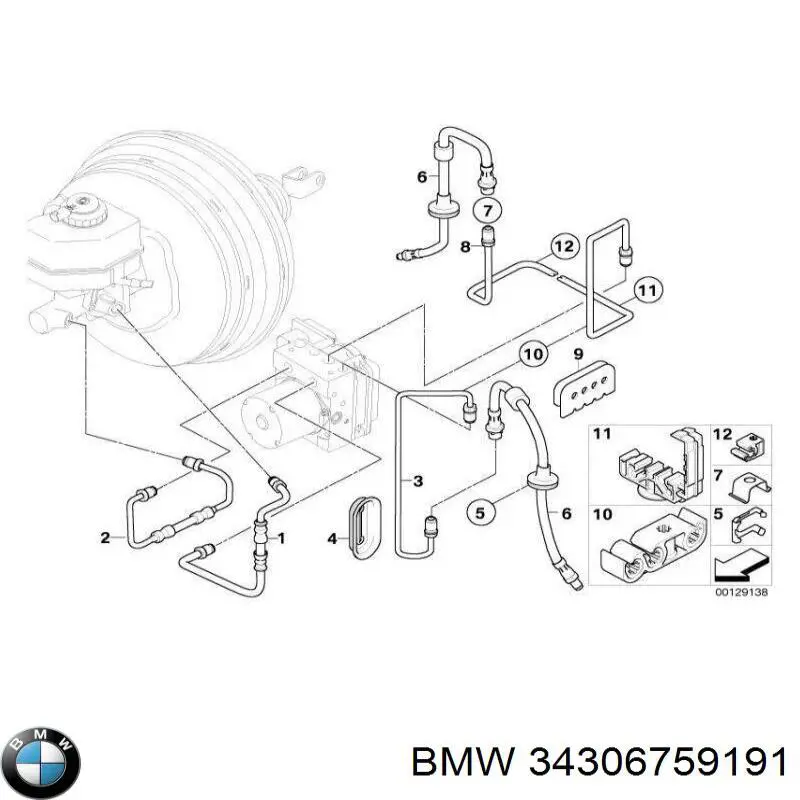 Купити 34306759191 BMW Скоба кріплення гальмівного шлангу