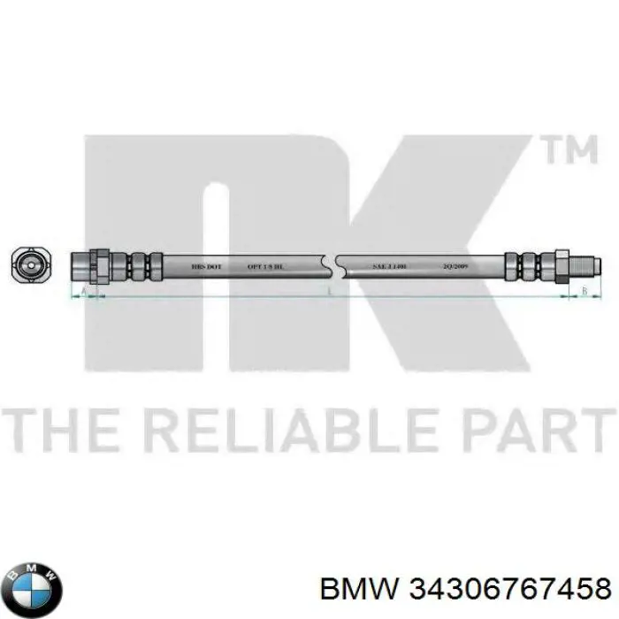 Шланг гальмівний передній BMW 34306767458 ціна, від 14.12 USD