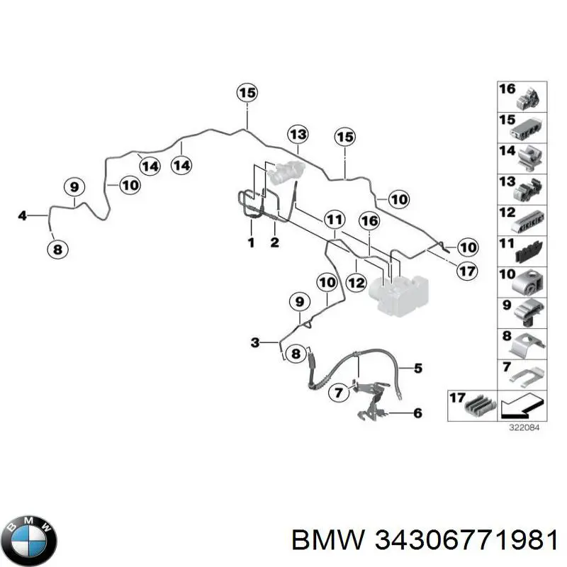 Купити 34306771981 BMW Скоба кріплення гальмівного шлангу