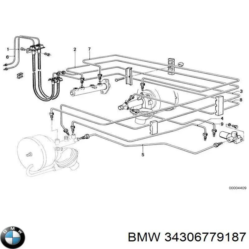 Шланг гальмівний задній, правий BMW 34306779187 ціна, від 32.50 USD