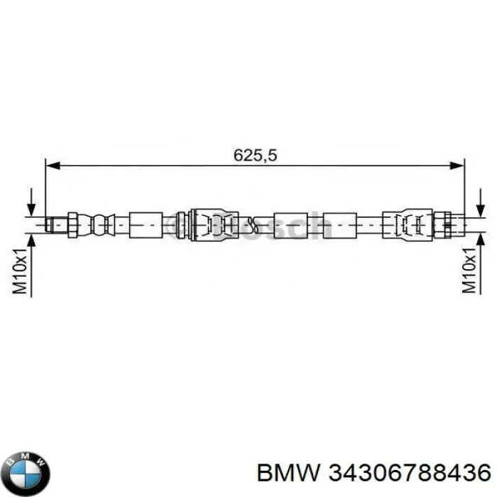 Шланг гальмівний передній BMW 34306788436 ціна, від 7.26 USD
