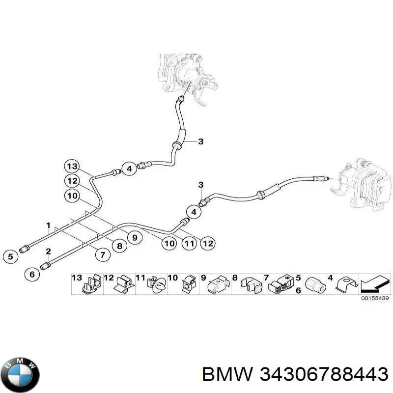 34306788443 BMW Шланг гальмівний задній