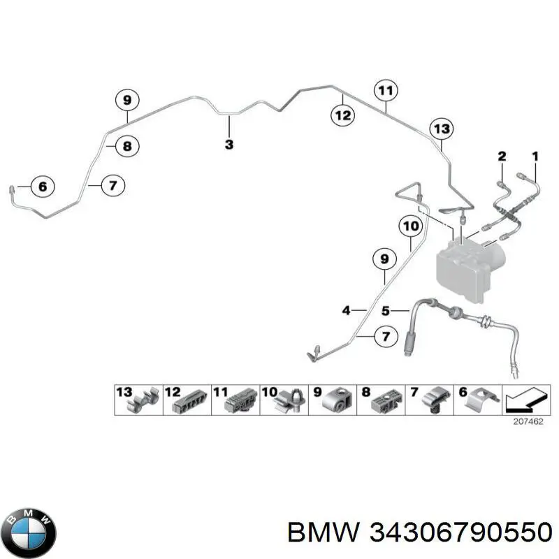 Шланг гальмівний передній BMW 34306790550