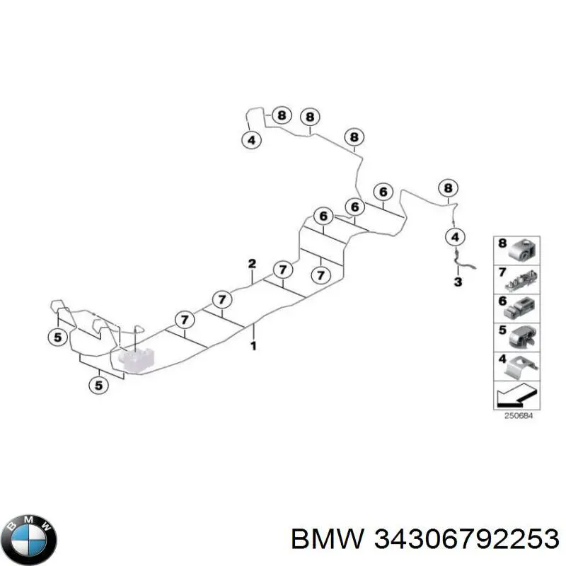 Шланг гальмівний задній BMW 34306792253 ціна, від 5.00 USD