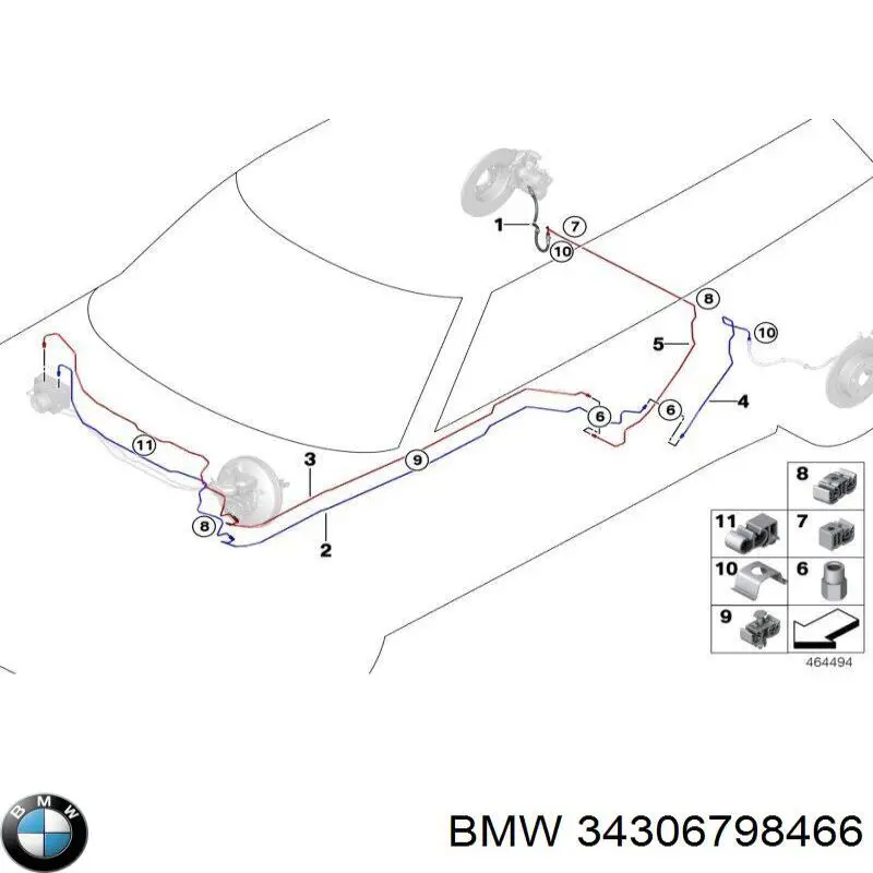 Купити 34306798466 BMW Шланг гальмівний задній