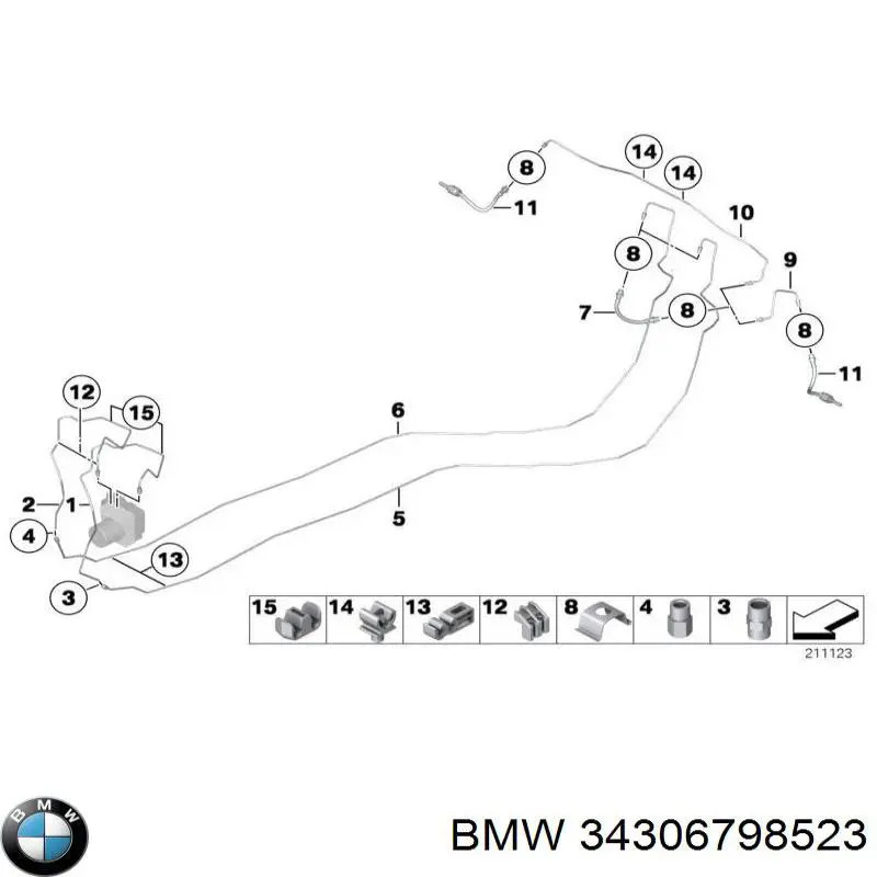 Шланг гальмівний задній BMW 34306798523 ціна, від 8.53 USD